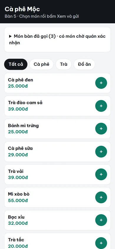 Khách quét QR tại bàn tự gọi món