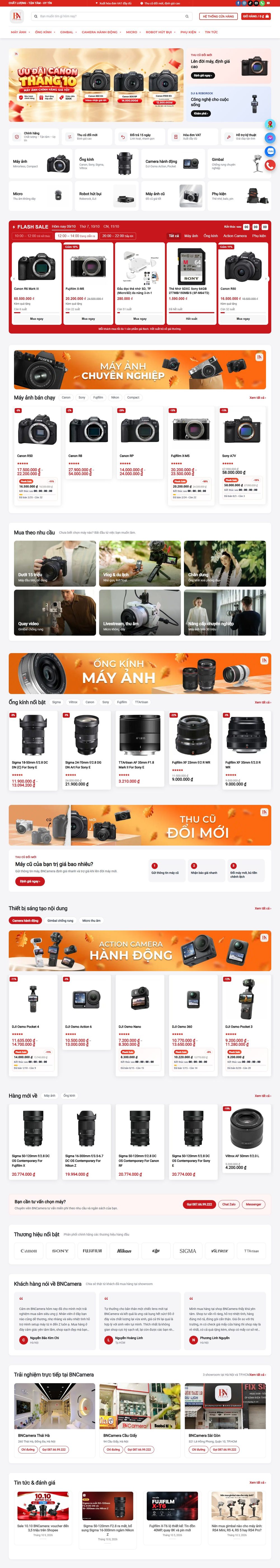 Trang chủ web BNCamera trên máy tính