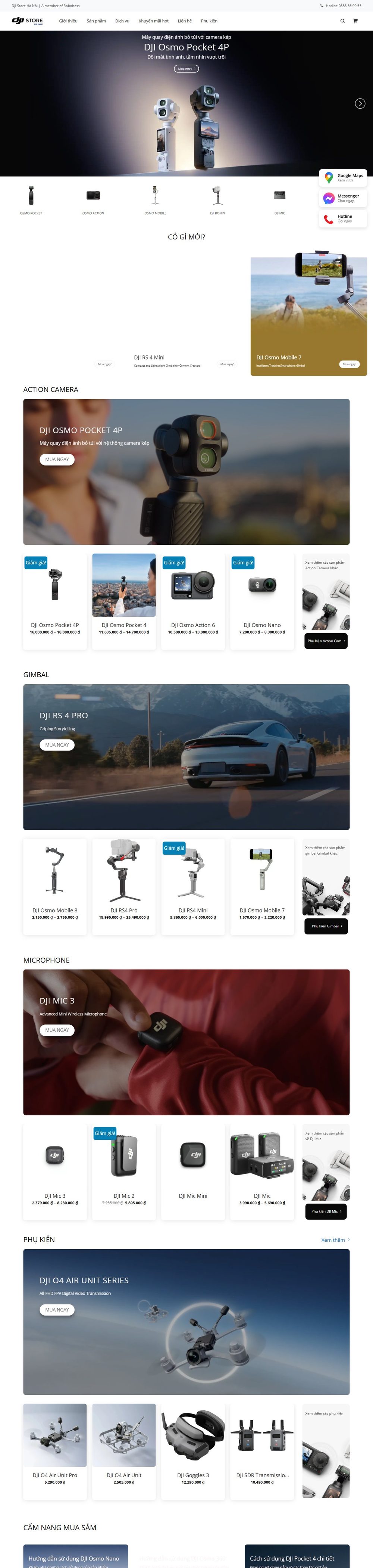 Trang chủ web DJI Store Hà Nội trên máy tính