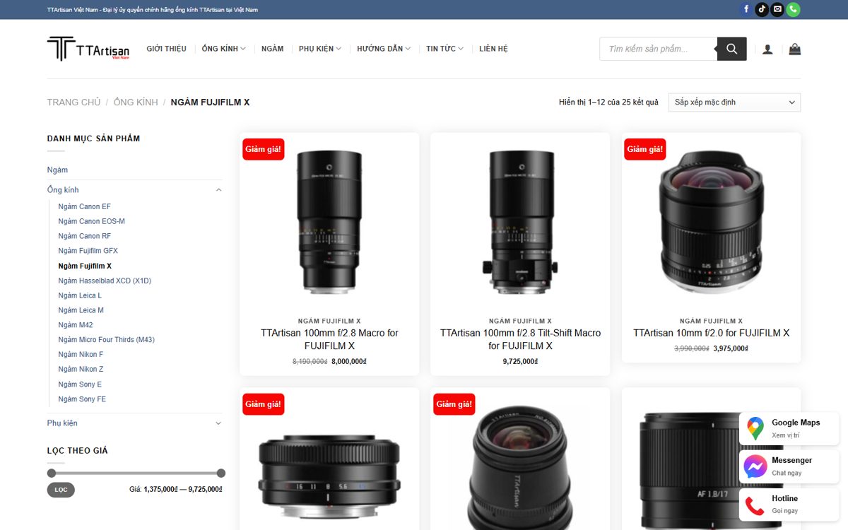 Trang danh mục web TTArtisan Việt Nam