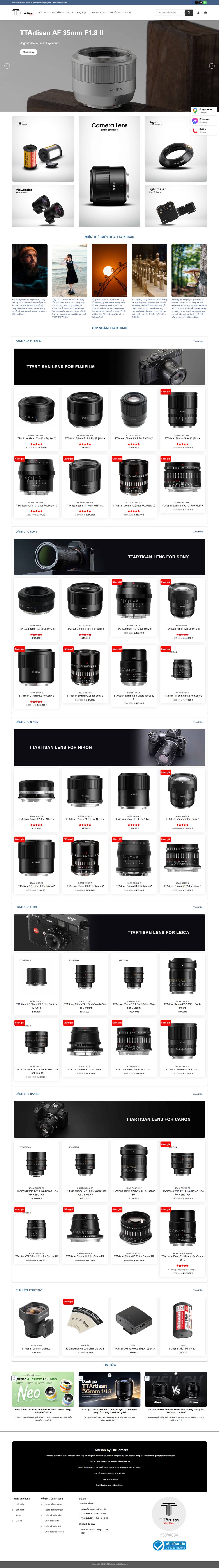 Trang chủ web TTArtisan Việt Nam trên máy tính