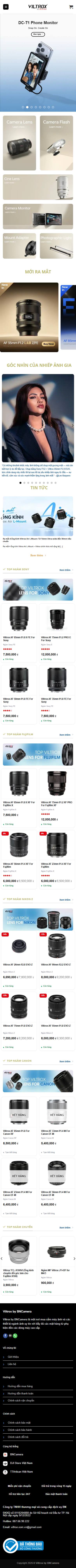 Web Viltrox Việt Nam trên điện thoại