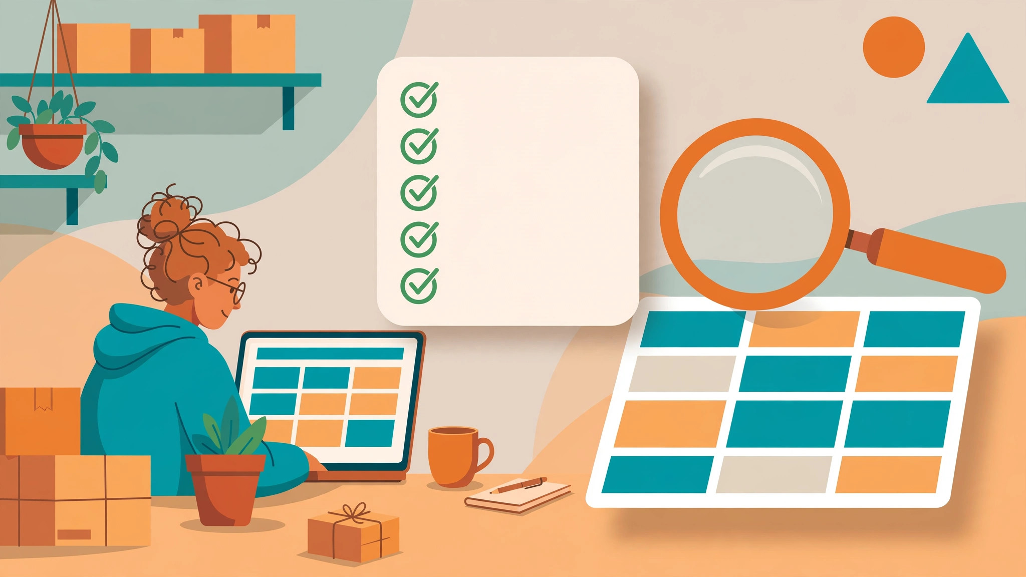 Chủ shop kiểm tra checklist SEO on-page trên laptop