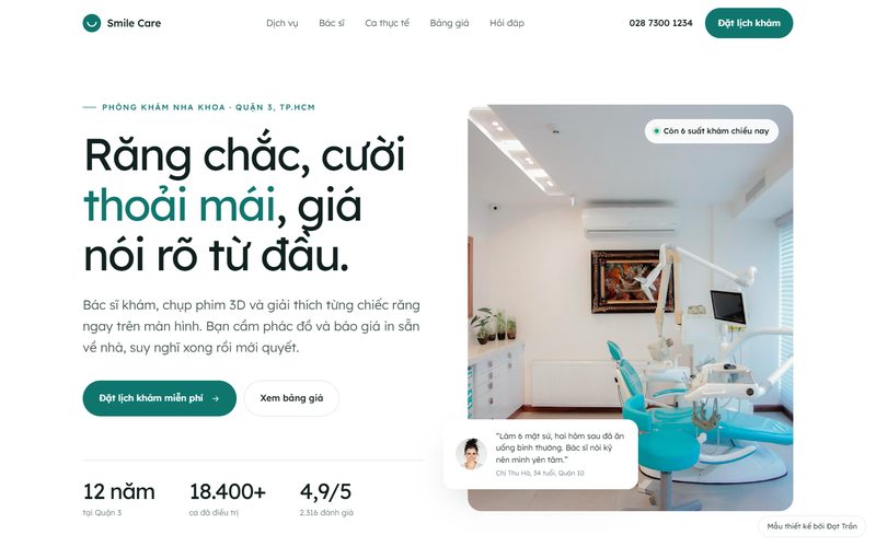 Mẫu website Mẫu web phòng khám nha khoa do Datova thiết kế