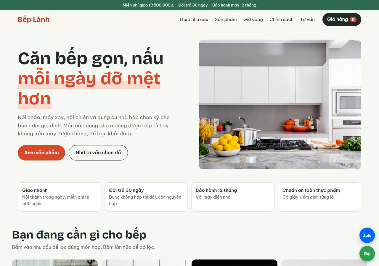 Mẫu website Mẫu web đồ gia dụng do Datova thiết kế
