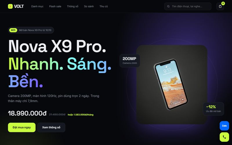 Mẫu web Điện thoại, công nghệ