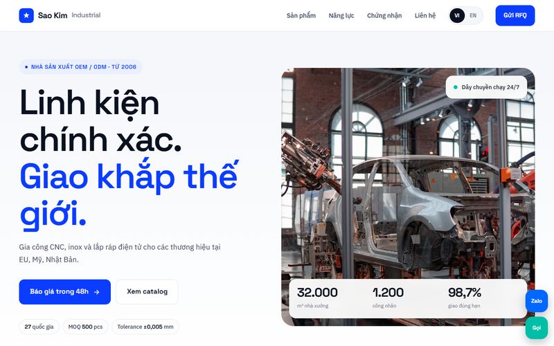 Mẫu web Nhà máy, xuất khẩu