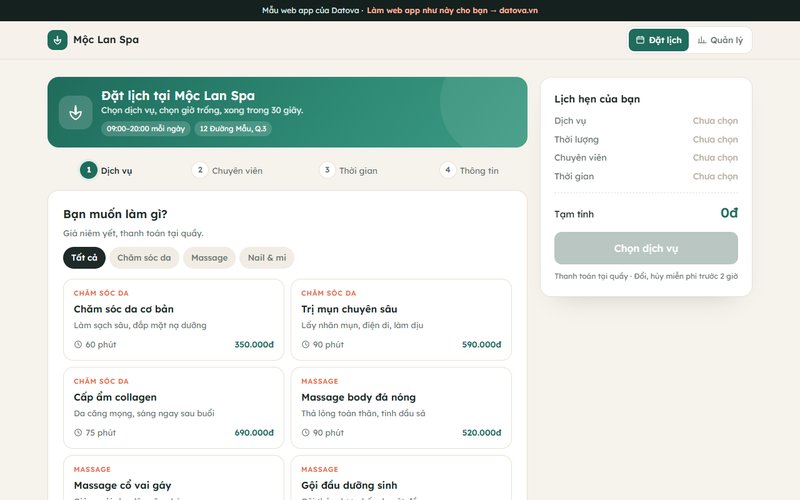 Mẫu web Đặt lịch hẹn online