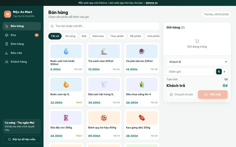 Mẫu web Quản lý bán hàng và kho